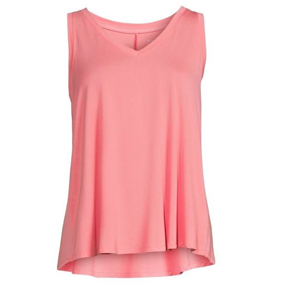 Time and Tru Coral Rose Women's High Low V-Neck Tank Top - Picture 3 of 5